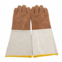 Welding Gloves Leather Long Wear-resistant Welding Welder Protective Gloves Canvas Sleeve Fur Gloves