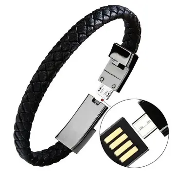Deyuer Portable Faux Leather Woven Mini Type-C Micro USB Charging Bracelet  Data Cable - Walmart.com