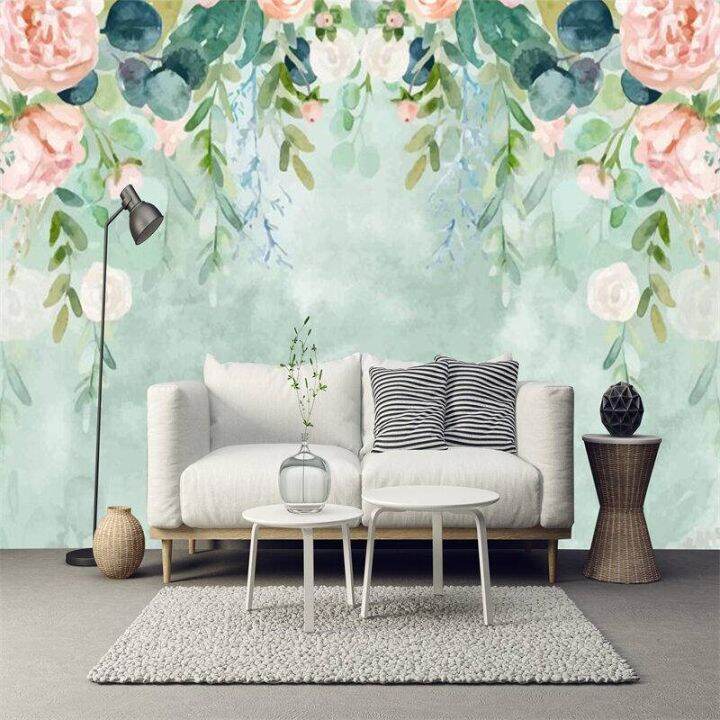 Custom Handpainted Flower Wallpaper Floral Mural Bedroom Living Room