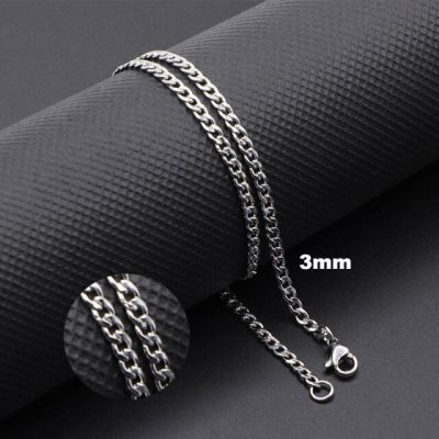 JDY6H Women Men Necklace Stainless Steel Curb Cuban Link NK Chain Silver Color Basic Punk Male Choker Jewelry Gifts Free Shipping