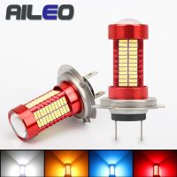 Aileo หลอดไฟสว่างพิเศษ Led 4014ชิป106 Smd ไฟตัดหมอกรถยนต์12V 24V 3000K 6000K สีขาวสีเหลืองสีฟ้าสีแดง