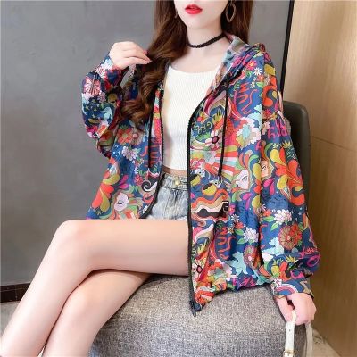 【CC】 Windbreaker Jacket New Printing Female Thin Breathable Coat Protection Clothing Sportwear Top