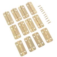 【CC】 12Pcs 37mmx17mm Gold Hinges with Screws for Door Butt Small Hinge Cabinet Drawer Fittings