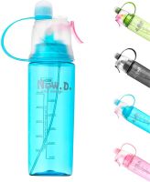 600ml Cycling Water Bottles with Spray Mist Sport Bottle for Running Hiking Gym Mountaineering Sports Squirty Drinking Bottles