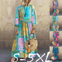 COD DSTGRTYTRUYUY d❃♪Womens Maxi Beach Dress Long Sleeve Boho 5 Plus size