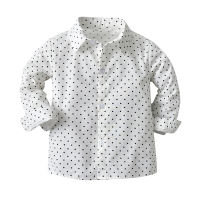 Spring Autumn Baby Boy Shirts Lapel Long Sleeve Polka Dot Lapel Cardigan Shirt Casual Kids Gentleman Blouses Tops