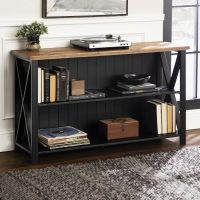 Solid Wood Storage Console Table  Black/Reclaimed Barnwood Entryway Table  Console Table for Hallway Console Furniture Edge Corner Guards