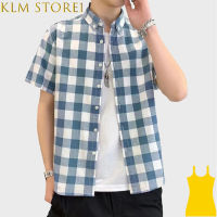 KLM เสื้อยืดคอปกกางเกงขาสั้นผู้ชาย Store1ลำลองพิมพ์ลายสก๊อตเสื้อคาร์ดิแกนทันสมัยเสื้อผ้าฝ้ายฤดูร้อน