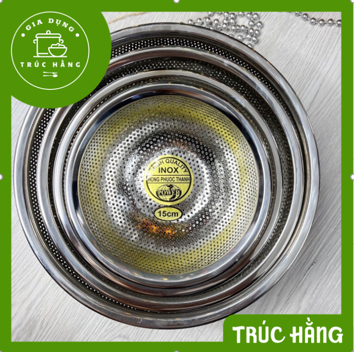 Rổ lưới inox 304 tròn có quai treo- lỗ lưới nhỏ dày có 3 chân cao ráo ...