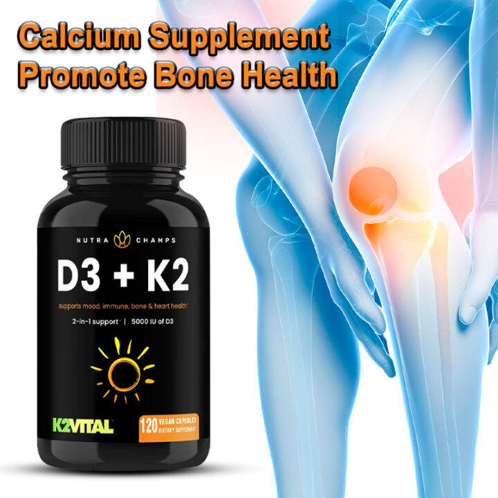D3 & K2 MK7 Supplement Supports Calcium Absorption, Heart & Bone Health