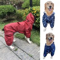 Dog Raincoat  Waterproof Zipper Clothes High Neck Hooded Jumpsuit for Small Big Dogs Overalls Rain Cloak Labrador