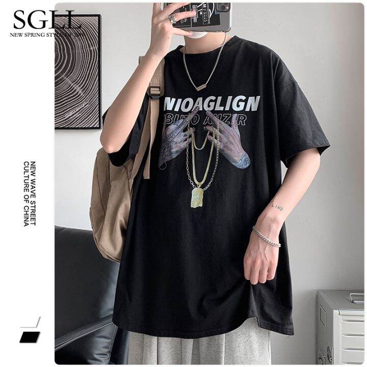 size-s-8xl-เสื้อยืดแขนสั้นขนาดใหญ่เสื้อยืดฮิปฮอปฤดูร้อนใหม่เสื้อยืดแขนสั้นเสื้อยืดสไตล์ยุโรปและอเมริกาอินเทรนด์แขนสั้นเสื้อยืดผู้ชาย