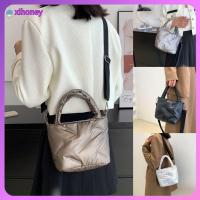 XIHONEY กระเป๋าใส่เงิน กระเป๋าสะพายไหล่แบบสั้น ผ้าฝ้ายขนเป็ด พียู PU กระเป๋า Crossbody ลำลองแบบสบายๆ สีทึบทึบ กระเป๋าถือแบบถือ สำหรับผู้หญิง