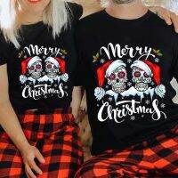 2023 NewMerry Christmas Santa Skull Christmas Family Matching T Shirts Couple Matching T Shirts