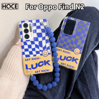 HOCE Lucky SmileBlue เคสโทรศัพท์ลายสก๊อตสำหรับออปโป้ไฟนด์ N2ค้นหาฝาหลังแบบใสแฟชั่นกันกระแทก FindN2 N2