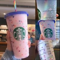 Starbucks แก้วหลอดดูดน้ําพลาสติก พร้อมฝาปิด