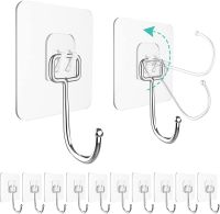 ตะขอแขวนผนังขนาดใหญ่โปร่งใส Self Adhesive Wall Hook Nail-Free Waterproof Door Hangers Hook For Bathroom Kitchen Home