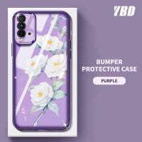 YBD เคสโทรศัพท์ สำหรับ Xiaomi POCO M3 Redmi 9T Redmi 9 Power Camellia ดอกไม้สีลวดลายโปร่งใสฟิล์มเลนส์ TPU Carmera แบบนิ่ม