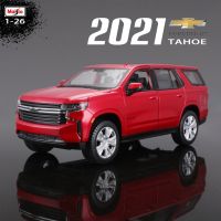 Maisto 1:26 2021 Chevrolet Tahoe รถโลหะผสมจำลองศิลปะทำมือโมเดลตกแต่งเครื่องมือของเล่นแบบชุดสะสมของขวัญวันเกิด