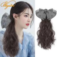 40 ซม. โบว์สังเคราะห์ผมหางม้ายาวหยัก Claw คลิปในหางม้าน่ารักหวานอารมณ์ Hairpiece สำหรับผู้หญิง