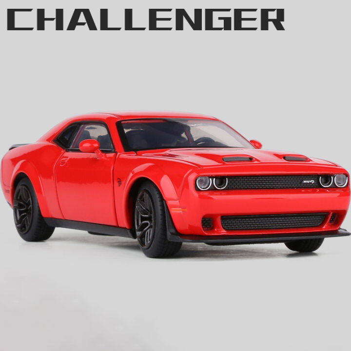 1-32-dodge-challenger-srt-ปีศาจจำลองรถของรุ่นล้อแม็กรถของเล่นกล้ามเนื้อยานพาหนะเด็กคลาสสิกโลหะรถยนต์ของขวัญวันเกิด