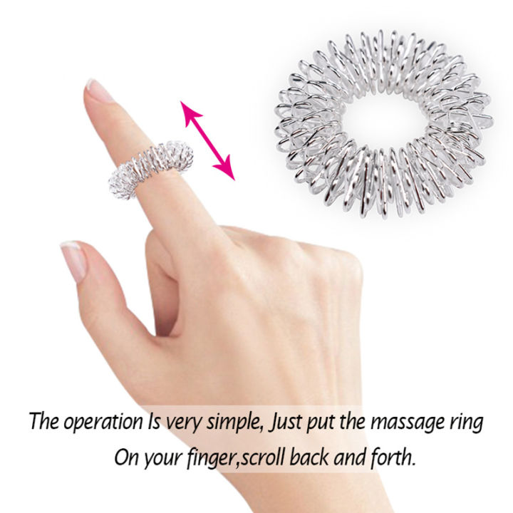 xinyiren-azt-เหล็กแหวนนวดนิ้วฝังเข็มแหวนบำบัดผ่อนคลายมือการไหลเวียนโลหิต