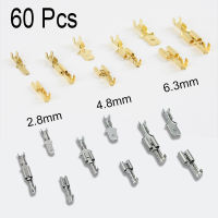 60 PCS รถ Terminal ตัวเชื่อมต่อชาย 2.8/4.8/6.3 มม.BUTT Splice เทอร์มินัลสำหรับสายไฟ 12/18AWG CRIMP CONNECTOR ชุดอุปกรณ์เสริม-Ciuero