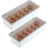 2PCS Egg Holder for Refrigerator 12 Grid Plastic Egg Storage Container Refrigerator Organizer Bins with Lids