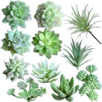 11Pcs Artificial Plants Unpotted Decorative Succulents Fake Green Landscape Craft fall decor autumn succulent vivas ornaments Spine Supporters