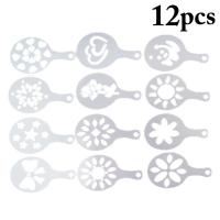12Pcs/Set Coffee Moulds Reusable Plastic Cake Stencil Coffee Decorating Molds Coffee Tools Accessories Random Style