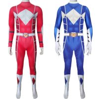 ผู้ชายสีแดงสีฟ้า Power Samurai Sentai Shinkenger Rangers Party Zentai Mystic Force Superhero คอสเพลย์ Carnival ฮาโลวีน Jumpsuit