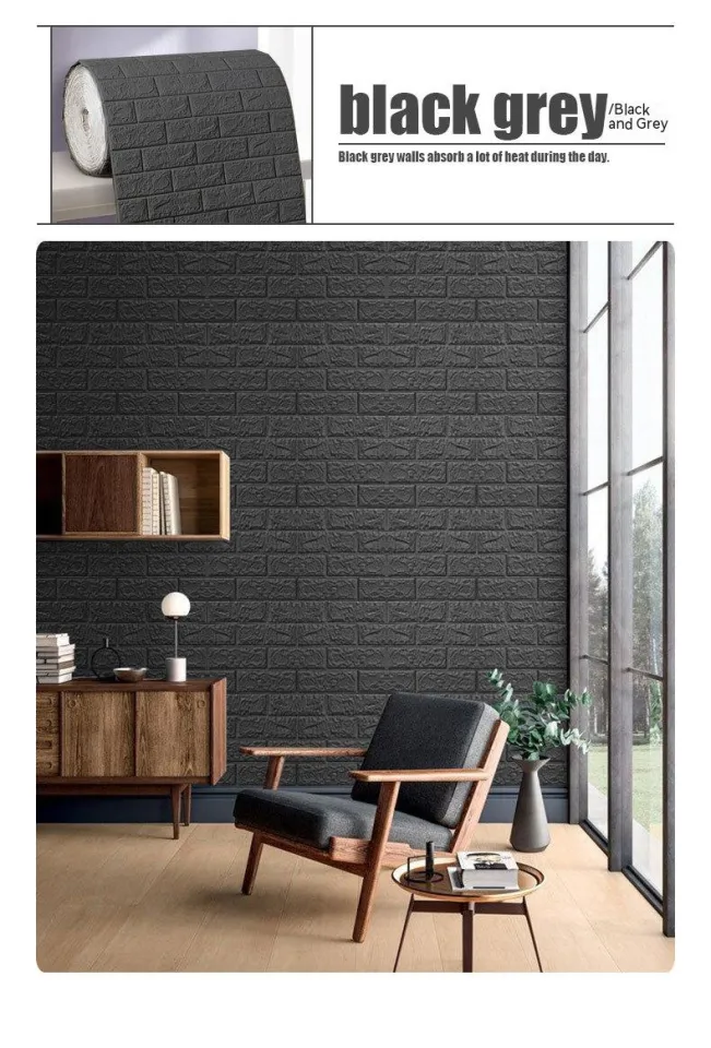 70cmx10m Continuous 3D Self-adhesive Retro Foam Brick Wallpaper Waterproof  and Oil Proof Sticker for Living Room Home Decoration
