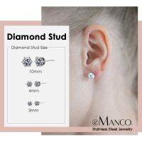 ❡ eManco Stainless Steel Zirconia Earrings Glossy Trendy Earrings Bungee Single Drill Face Ear Clips