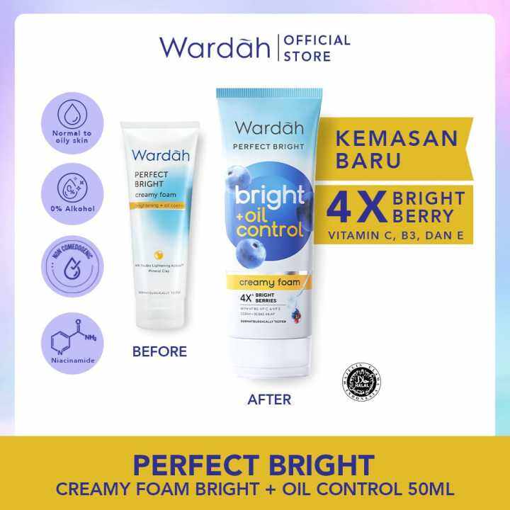 Wardah Perfect Bright Creamy Foam Bright + Oil Control 50ml | Lazada