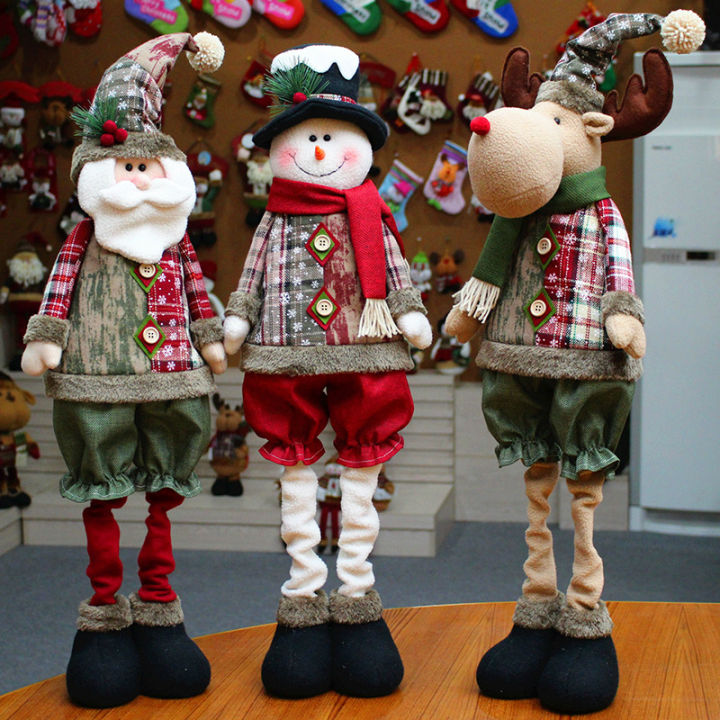 ตุ๊กตารูปทรงซานตาคลอสกวางมาสคอตของตกแต่งต้นคริสมาสต์คริสต์มาสผ้าแบบพับเก็บได้