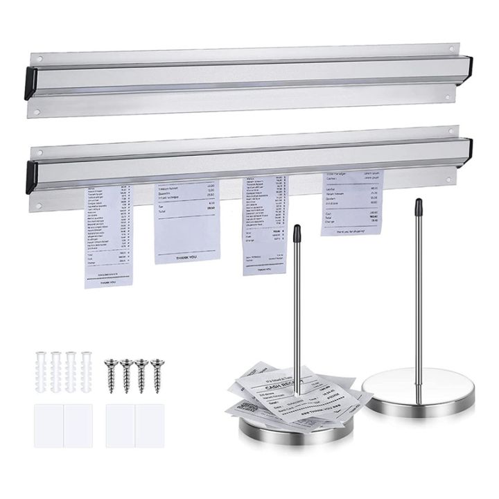 4pcs-ticket-holder-set-slide-check-rack-and-steel-receipt-holder-ticket-stabber-for-restaurant-ticket-rail-for-cafes-pub-office