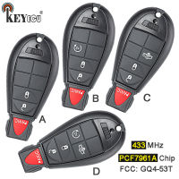 KEYECU 433MHz PCF7961A 4A Chip GQ4-53T 2+1 3+1 4 5 BTN Remote Key Fobik Fob for Jeep Cherokee Dodge RAM 1500 2500 3500 4500