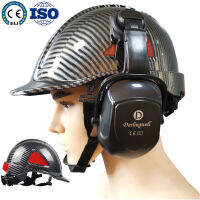 CE ABS Hard Hat Carbon Fiber Pattern Construction Safety Helmet with Earmuff Set Engineer Hard Work Cap Anti-smashing Reflective