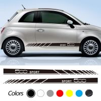 Car Stickers Both Door Body Side Skirt Long Racing Sport Vinyl Stripes Decals Tuning For Fiat 500 Decoration Accessories 2Pc