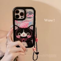 Phone case with lanyard cute cat pattern case for iphone case 11 12 13 14 pro max x xr xs max