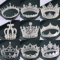 Fashion Silver Color Pearls Round Crowns Crystal Rhinestone Princess Diadems Wedding Bridal Hair Accessories Tiaras Head Jewelry