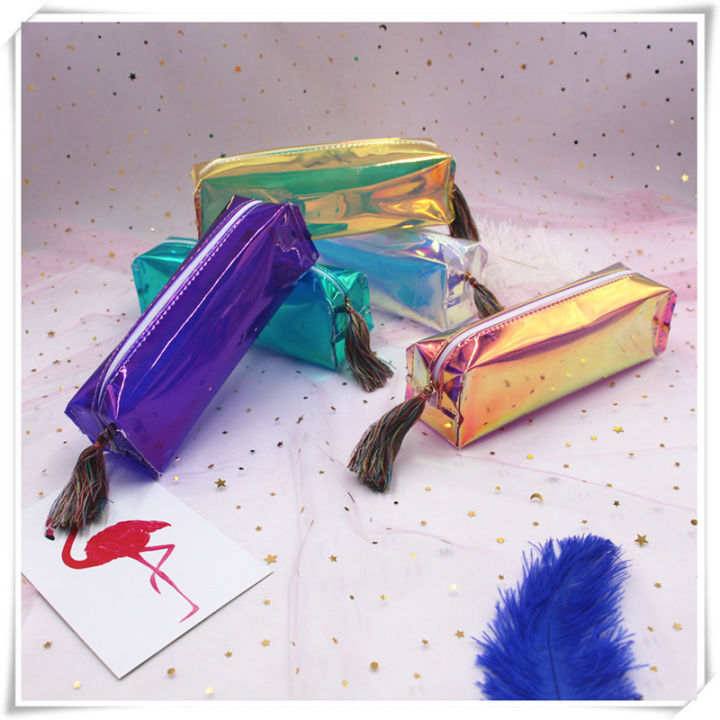 stationery-penalty-stationery-holder-reflective-pencil-case-laser-transparent-pencil-case-large-capacity-pencil-case