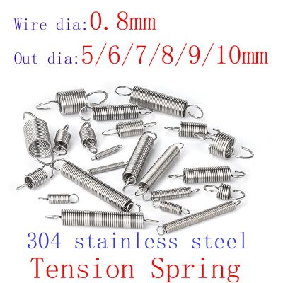 0.8mm 304 stainless steel  Tension spring with O hook extension spring length 15 to 120mm Electrical Connectors