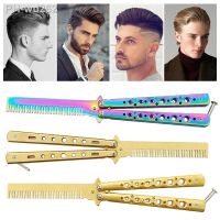 Foldable Comb Stainless Steel Practice Training Butterfly Knife Comb Beard Brushes Detangling Hair Brush Hair Accessories