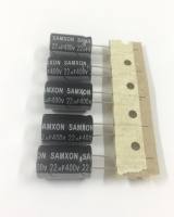 22UF 400V 105’c Size 12x20mm. ยี่ห้อ Samxon Capacitor ตัวเก็บประจุ คาปาซิเตอร์ ใหม่แท้คุณภาพเต็ม100% อะไหล่อิเล้คทรอนิกส์.