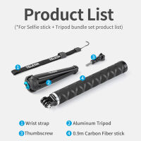 (สินค้าเฉพาะจุด) ESIN 90Cm Carbon Fiber Lightest Selfie Stick Tripod For GoPro Hero 11 10 9 5 6 7 Insta 360 DJI OSMO Action Camera Accessories 。《 Suggest Order 》