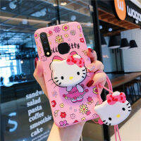 U Top เคสสำหรับ VIVO Y19 U20 Y81แฟชั่น Hello Kitty เคสโทรศัพท์ผู้ถือ Lanyard Soft TPU ฝาหลัง