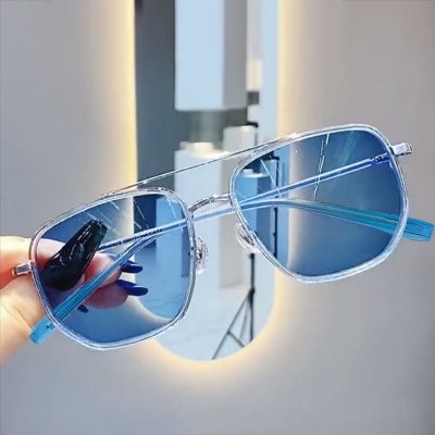 2022แว่นตากันแดดสำหรับผู้ชายแบบลำแสงคู่แว่นตาสำหรับผู้หญิงสีฟ้าน้ำทะเลแว่นตากันแดดแสงแดดสำหรับขับรถตกปลากลางแจ้ง Gafas De Sol UV400