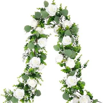 Wisteria/Rose/Eucalyptus Artificial Flowers Vine Garland Wedding Arch  Decoration Fake Roses Flowers Hanging Garland Wall Decor in 2023