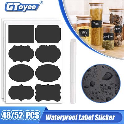 hot！【DT】☾♞♝  48/52 Cans Management Blackboard Sticker Label Pvc Erasable Profiled for Process Jam Jar Label Marker